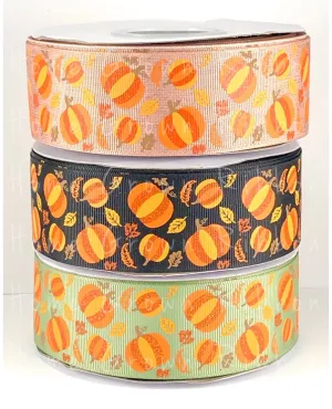 All Year Long, I Dream of Fall Pumpkin Scatter Coordinate 1.5 Inch USDR Ribbon