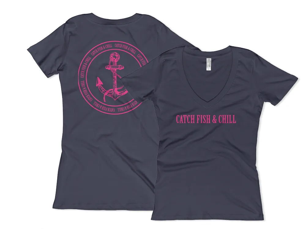 CATCH FISH & CHILL WOMENS ANCHOR V TEE