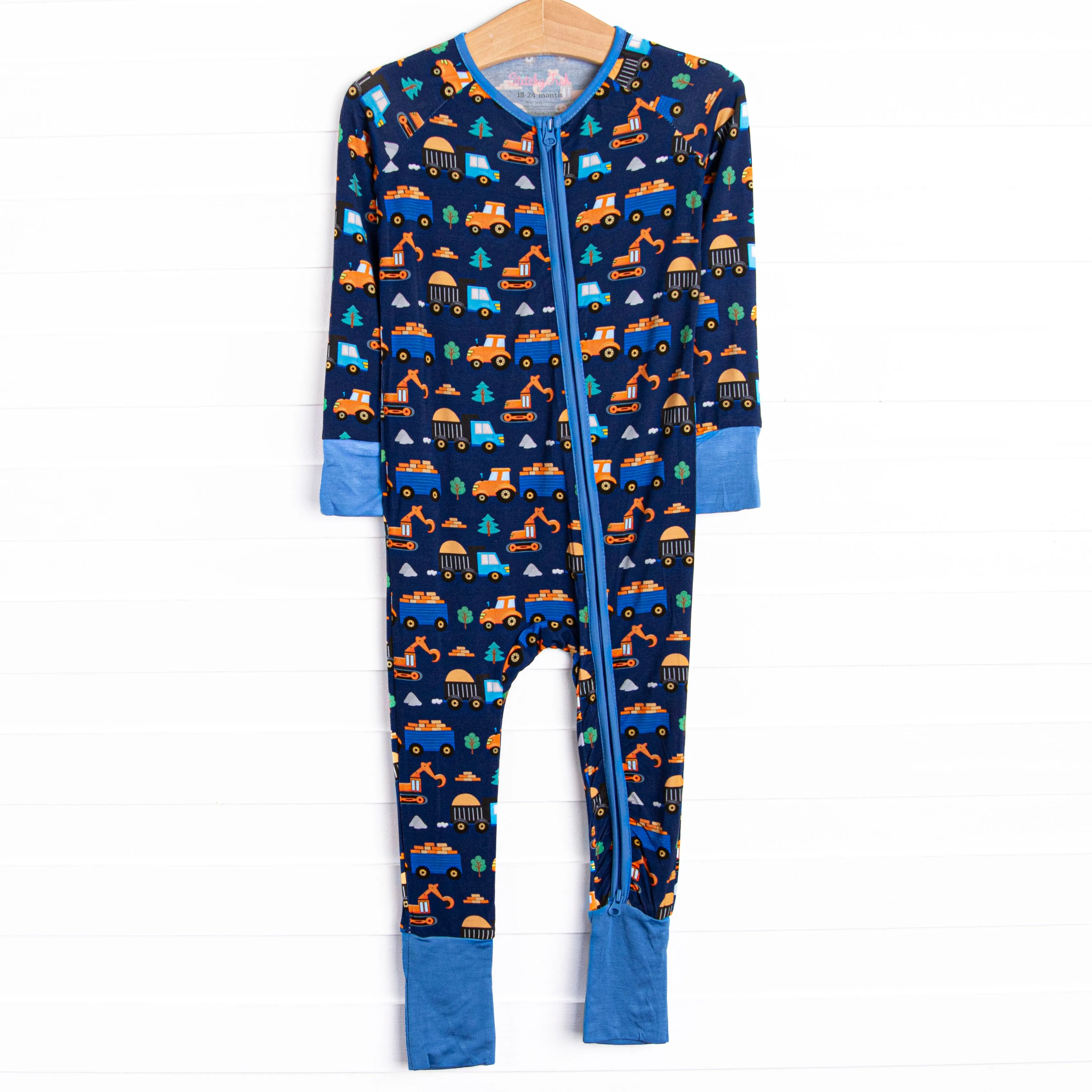 Cozy Construction Bamboo Zippy Pajama, Blue