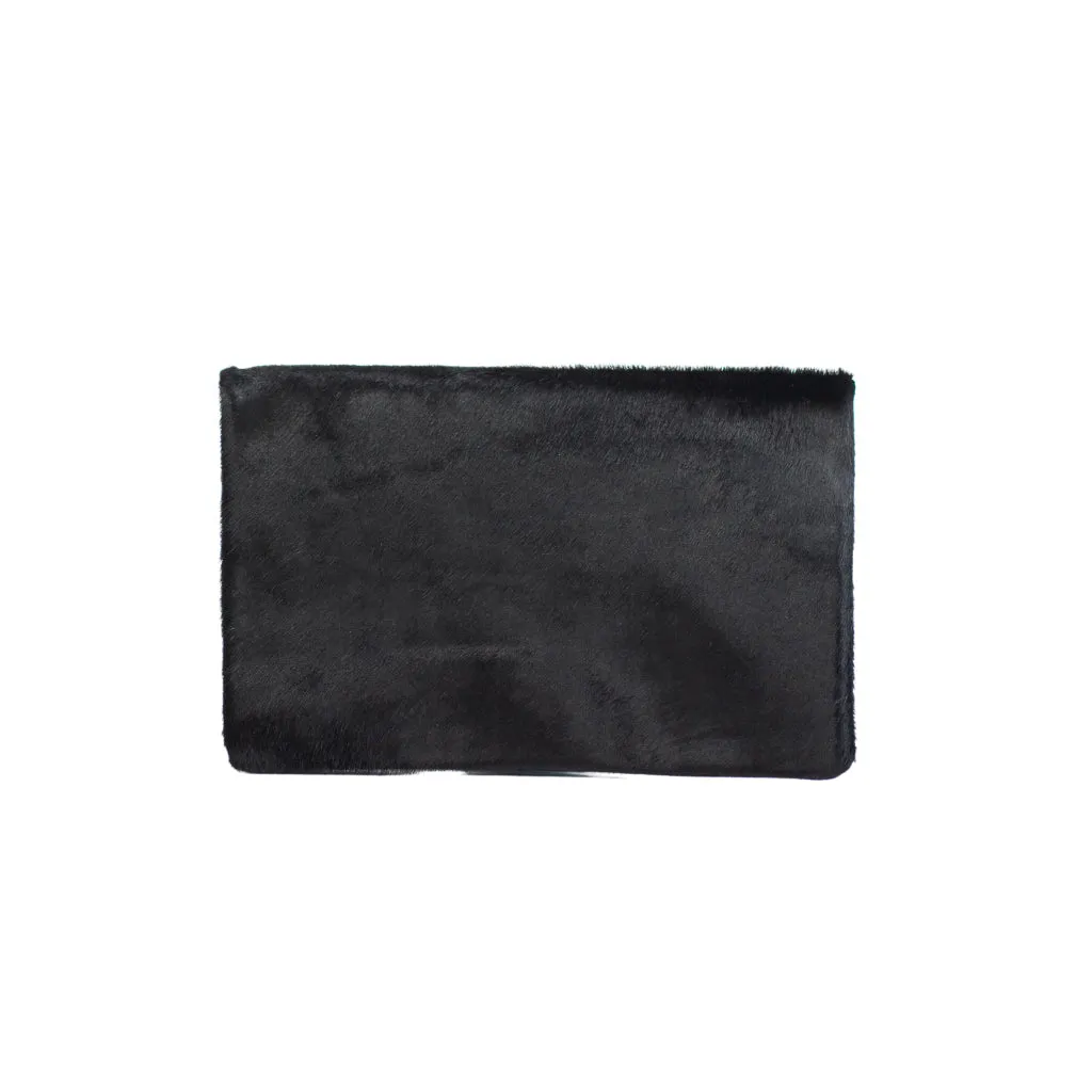 Half Calf and Suede Fold-Over Clutch - SOLIN