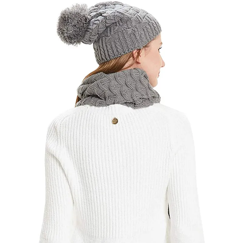 HANERDUN Women Girls Fashion Winter Warm Knitted Hat Beanie Hat Scarf Set