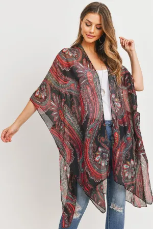 HDF3166 - PAISLEY PRINT OPEN FRONT KIMONO