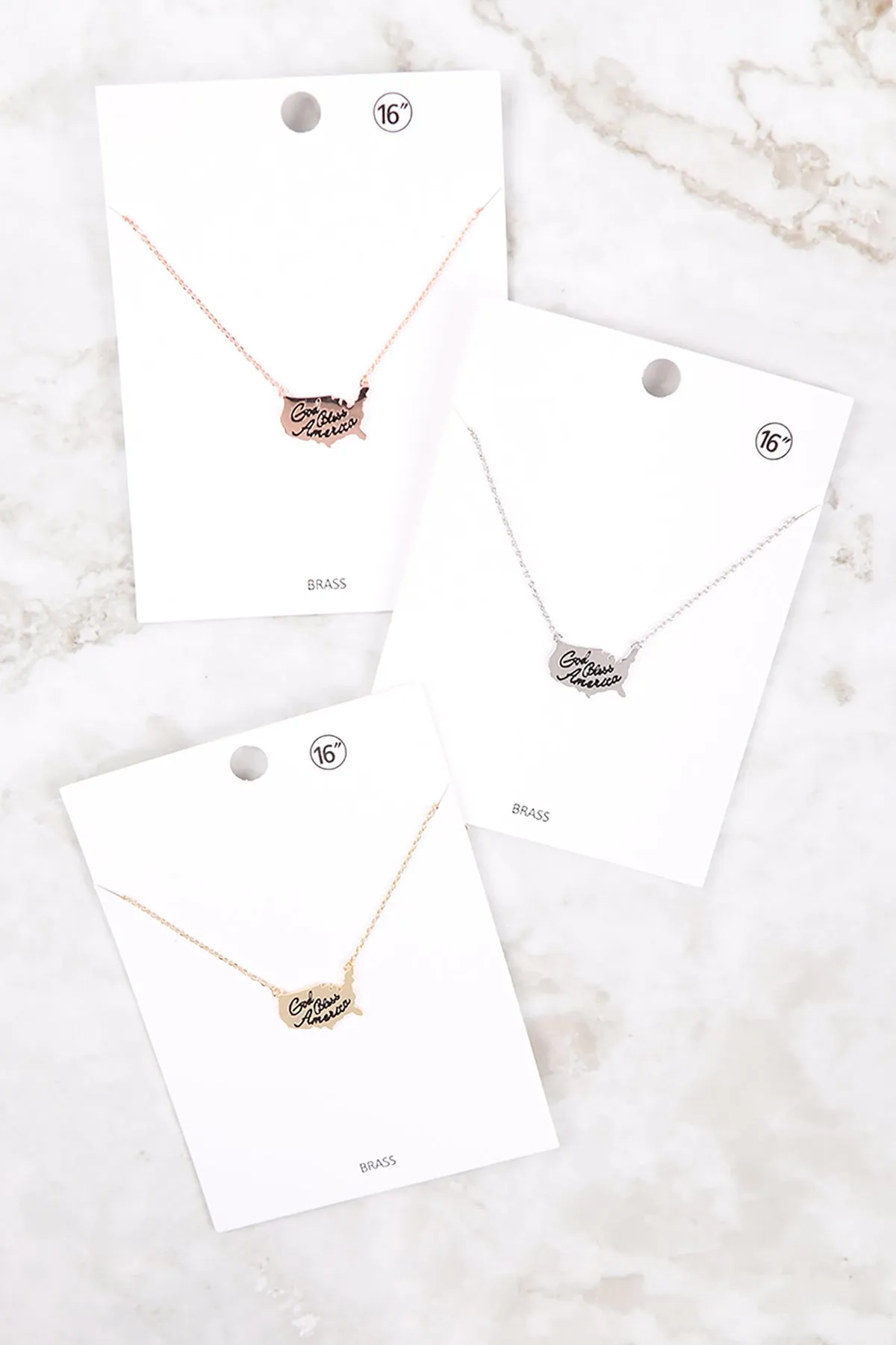 INA219 - "GOD BLESS AMERICA" CONTINENT NECKLACE