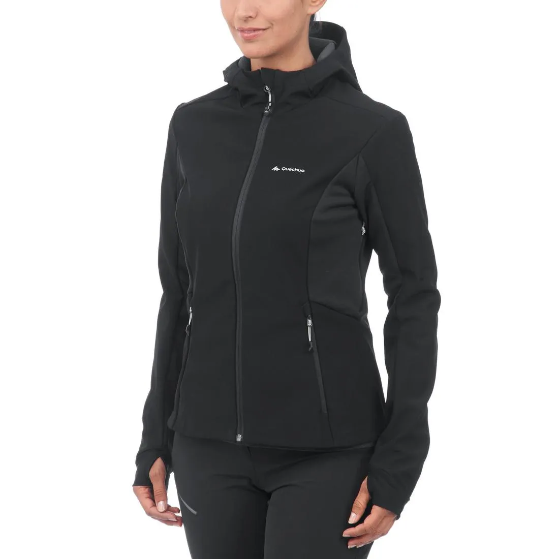 Women's Mountain Trekking Softshell TREK 500 WINDWARM - blue